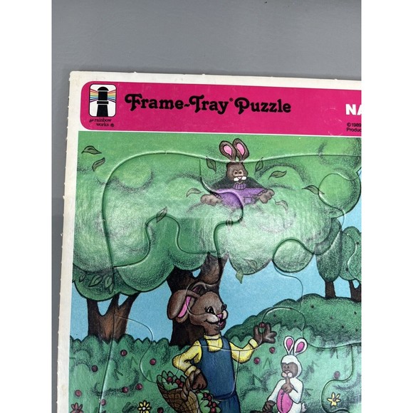 Rainbow Works Frame Puzzle NATURE STUDY 80s 90s Vintage Bunny Rabbits  USA - Picture 2 of 7